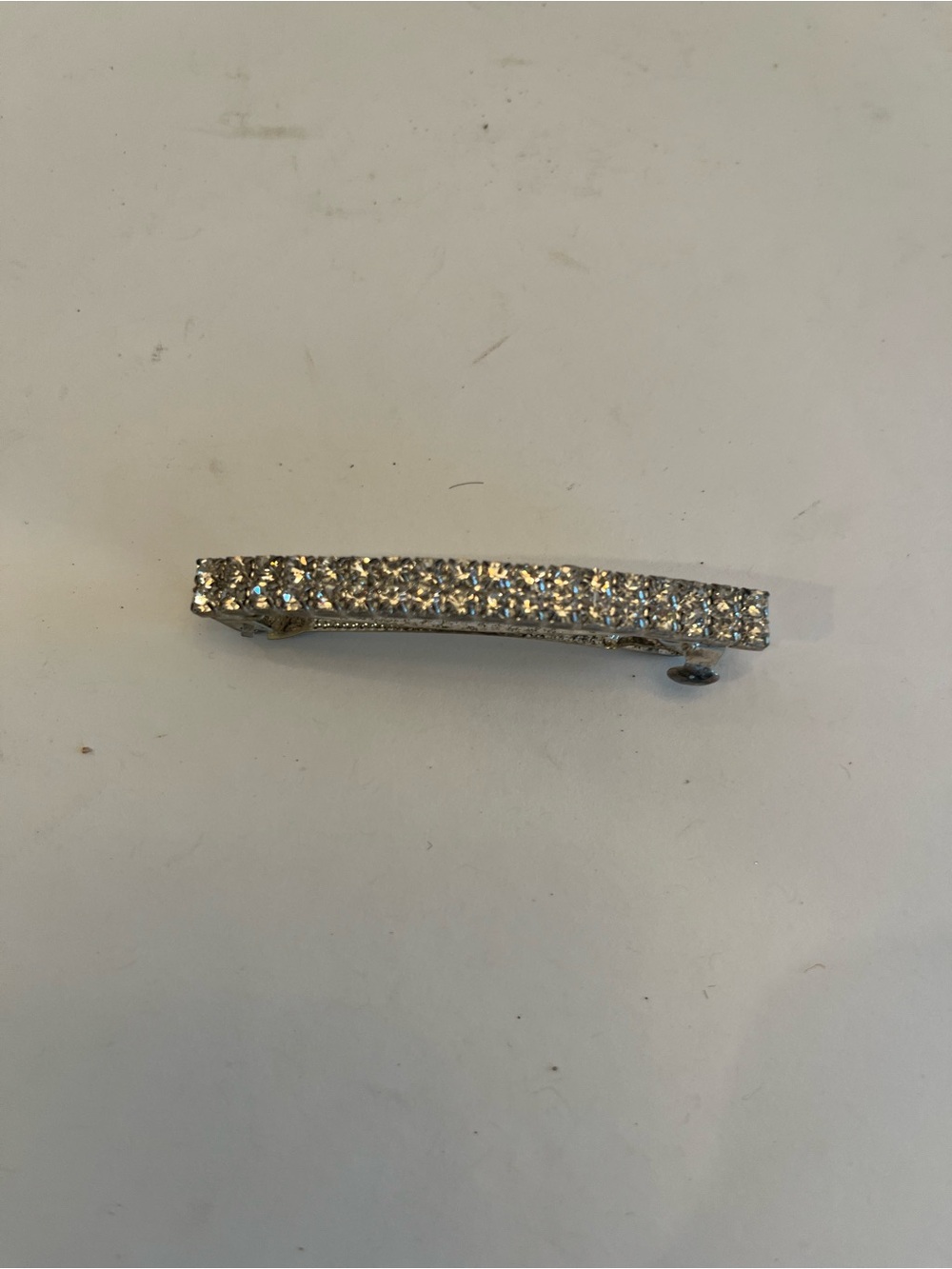 Crystal Rhinestone Hair Barrette - Silver Tone